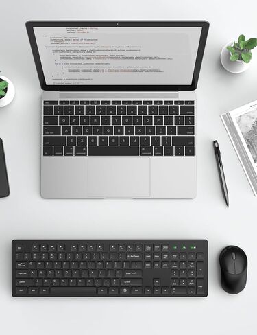 لوحة مفاتيح وماوس لاسلكية SABLUTE، مجموعة ماوس ولوحة مفاتيح لاسلكية كاملة الحجم، مجموعة ماوس لوحة مفاتيح لاسلكية USB 2.4 جيجا هرتز لأجهزة الكمبيوتر المكتبية وأجهزة الكمبيوتر المحمولة والنوافذ (أسود) in Kuwait