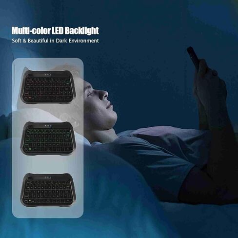 كيبورد صغير لاسلكي باضاءة خلفية كاملة الحجم مع لوحة لمس وشاشة لمس لاجهزة اندرويد تي في بوكس/تلفزيون ذكي/الكمبيوتر/ويندوز/MacOS/لينكس/اكس بوكس/صندوق التلفزيون الذكي، هدية للاطفال والكبار in Kuwait