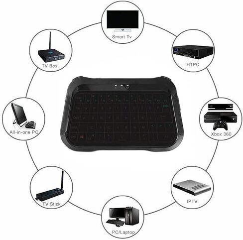 كيبورد صغير لاسلكي باضاءة خلفية كاملة الحجم مع لوحة لمس وشاشة لمس لاجهزة اندرويد تي في بوكس/تلفزيون ذكي/الكمبيوتر/ويندوز/MacOS/لينكس/اكس بوكس/صندوق التلفزيون الذكي، هدية للاطفال والكبار in Kuwait