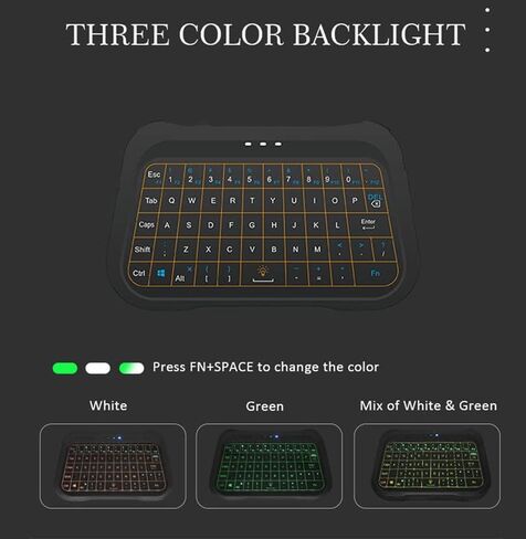 كيبورد صغير لاسلكي باضاءة خلفية كاملة الحجم مع لوحة لمس وشاشة لمس لاجهزة اندرويد تي في بوكس/تلفزيون ذكي/الكمبيوتر/ويندوز/MacOS/لينكس/اكس بوكس/صندوق التلفزيون الذكي، هدية للاطفال والكبار in Kuwait