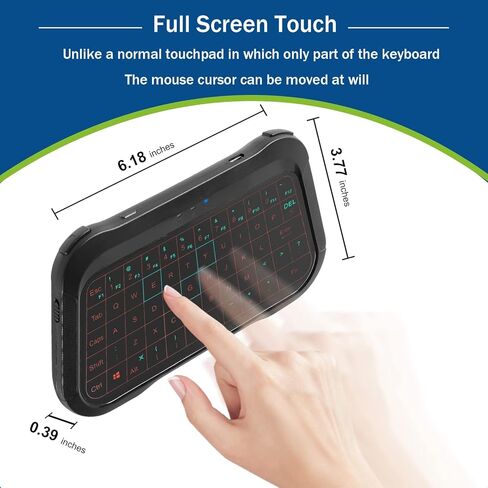 كيبورد صغير لاسلكي باضاءة خلفية كاملة الحجم مع لوحة لمس وشاشة لمس لاجهزة اندرويد تي في بوكس/تلفزيون ذكي/الكمبيوتر/ويندوز/MacOS/لينكس/اكس بوكس/صندوق التلفزيون الذكي، هدية للاطفال والكبار in Kuwait