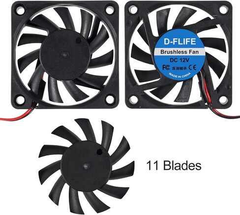 D-FLIFE 4 قطع 60 مم × 60 مم × 10 مم 6010 12 فولت مروحة تبريد تيار مستمر بدون فرشاة 2 سنون لمرطب الطارد للطابعة ثلاثية الأبعاد (12 فولت) in Kuwait