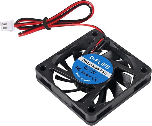 D-FLIFE 4 قطع 60 مم × 60 مم × 10 مم 6010 12 فولت مروحة تبريد تيار مستمر بدون فرشاة 2 سنون لمرطب الطارد للطابعة ثلاثية الأبعاد (12 فولت) in Kuwait