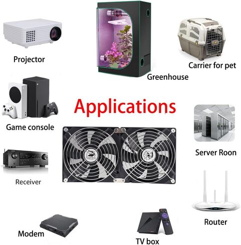 مروحة هيكل 120 مم، مروحة تبريد مع تحكم في السرعة، طاقة USB 5 فولت، ضوضاء منخفضة، فلتر غبار، محرك هادئ، 1700 دورة في الدقيقة - مروحة مزدوجة in Kuwait