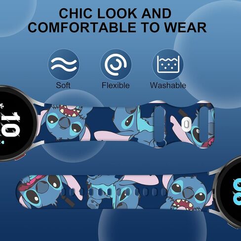 سوار كرتوني لطيف من YODOOLTLY متوافق مع ساعة Samsung Galaxy Watch 5/4/6 40 مم 44 مم/ساعة 5 Pro 45 مم/ساعة 4 كلاسيكية 42 مم 46 مم/ساعة 6 كلاسيكية 43 مم 47 مم، حزام رياضي أنيق للنساء والرجال in Kuwait