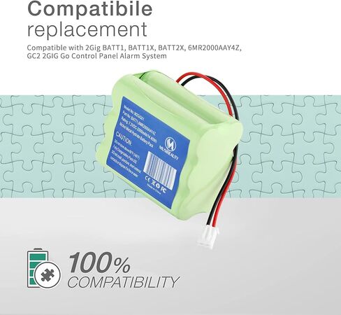 7.2V 2000mAh Replacement Battery Compatible with 2Gig BATT1, BATT1X, BATT2X, 6MR2000AAY4Z, GC2 2GIG-CNTRL2 2GIG-CP2, GCKIT311, 228844, Go Control Panel Alarm System 10-000013-001, PERS-4200 in Kuwait