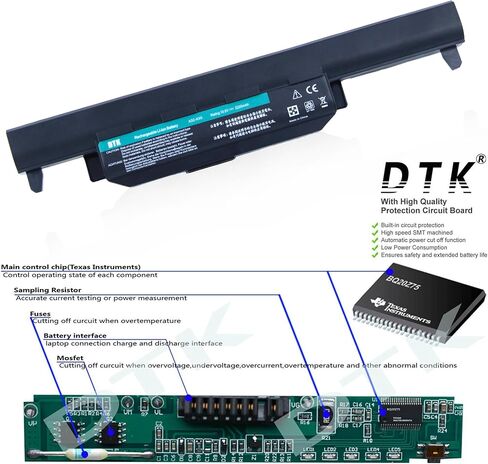 بطارية كمبيوتر محمول DTK 10.8V 5200mAh لسلسلة ASUS R500V A45 A55 A75 K45 K55 K75 R400 R500 R700 U57 X45 X55 X75 (P/N A32-K55 A33-K55 A41-K55 A42-K55) in Saudi Arabia