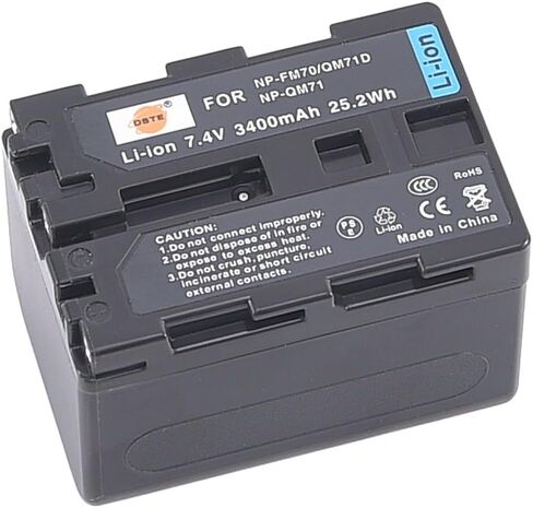 QIAOJINLIN DSTE 7.4V 3400mAh NP-FM70 NP-QM71D NP-QM71 بطارية ليثيوم أيون قابلة لإعادة الشحن، بطارية بديلة متوافقة مع Sony DCR-PC330 DCR-TRV25 DCR-TRV27 DCR-TRV30 in Kuwait