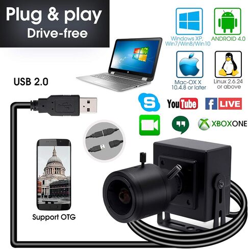 كاميرا ويب SVPRO 1080P Full HD Mini USB 2MP CMOS OV2710 4 مم عدسات تركيز يدوية CS Mount Camera معدل إطار مرتفع 30 إطارًا في الثانية/60 إطارًا في الثانية/100 إطارًا في الثانية لسطح المكتب لكاميرا USB لنظام Linux Windows Android، التوصيل والتشغيل in Kuwait