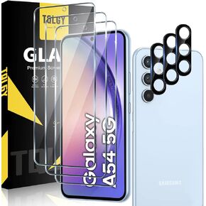 واقي شاشة TQLGY مكون من 3 قطع لهاتف Samsung Galaxy A53 5G مع 3 قطع من واقي عدسة الكاميرا، طبقة من الزجاج المقسى، صلابة 9H - HD - خالية من الفقاعات - مضادة للخدش - سهلة التركيب in Kuwait