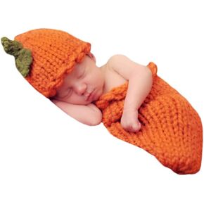 حديث الولادة تصوير الدعائم بوي فتاة طفل هالوين صور شوت ملابس لطيف القرع الكرتون الكروشيه القبعات حقيبة النوم الدعائم التصوير in Kuwait