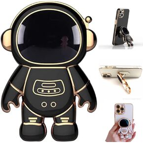 Cute Phone Stand Holder,Creative Astronaut Design Foldable Cell Phone Kickstand for Desk,Bling Creative Phone Ring Compatible All Phones and Tablets for Girls Women,Adjustable Retro Tablet Phone Stand