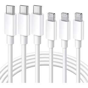 Ximytec [معتمد من MFi] كابل USB C إلى Lightning 3 حزم 6FT iPhone كابل شاحن سريع من النوع C سلك شحن متوافق مع iPhone 14 13 13 Pro Max 12 12 Pro Max 11 XS XR X 8 iPad، أبيض in Kuwait