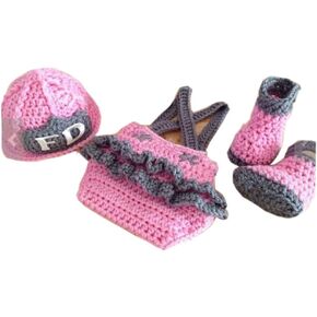 Pinbo Newborn Baby Girls Photography Prop Crochet Frieman Hat Diaper Shoes in Kuwait