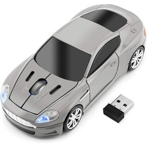 ECOiNVA Wireless Sports Car Mouse Laptop Desktop Mouse Computer Optical Mice 2.4GHz USB Mouse (Gray)