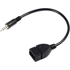 كابل محول صوت ذكر 3.5 ملم مقبس AUX الى USB 2.0 نوع ايه انثى او تي جي، طول 20 سم in Saudi Arabia