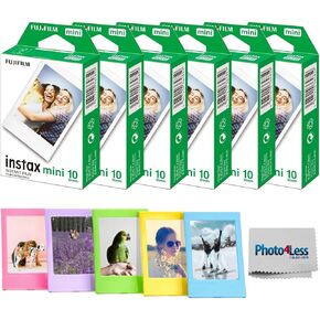Fujifilm Instax Mini Instant Film Value Pack - 60 Photos Bundle with Plastic Photo Frame for Mini Film Assorted Colors and Cloth in Saudi Arabia
