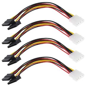 SING F LTD 4 قطع SATA 4-Pin ذكر إلى 15 دبوس أنثى كابل محول مقسم طاقة SATA مزدوج لمحرك الأقراص الصلبة ATA التسلسلي واجهة SATA SSD HDD محرك الأقراص المضغوطة محرك أقراص DVD 19.5 سم in Kuwait