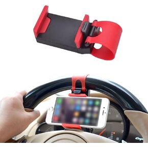 HAOBO Car Phone Holder - Adjustable Car Cradle, Steering Wheel Phone Mount, Universal Mobile Phone Mount, Hands Free Automobile Cell Phone Holder for Most Steering Wheels (Black) in Kuwait