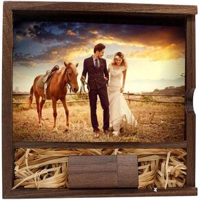 YOOGO Walnut USB Flash Drive Memory Stick Thumb Drive 2.0 with Large Walnut Photo Storage Box Hold 4X6 Photographs(up to 100 Novelty and Romantic Gift for Birthday Wedding or Other Festival (16GB) in Saudi Arabia