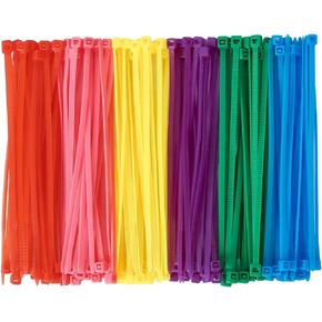 QDiShi 600pcs Small Colored Zip Ties 4 Inch Multi-Color Zip Wire Tie for Deco Mesh Wreath Supplies, Colorful Plastic Ties Yellow, Blue, Red, Green, Pink, Purple Zip Ties (100 per color) in Saudi Arabia