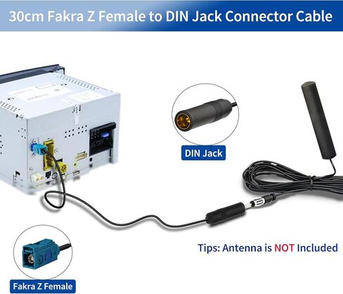 Bingfu Car Antenna Adapter Car Stereo FM AM Radio Antenna Adapter Fakra Z Female to DIN Socket Connector Cable 30cm 1 feet for Car Stereo Audio HD Radio Head Unit CD Media Player Receiver in Saudi Arabia