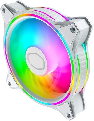 MasterFan MF140 Halo White Edition ARGB Gen2 Lighting Fan, 24 Independently LEDs, PWM Static Pressure Fan, Absorbing Pads for Computer Case & Liquid,for 5V 3-Pin ARGB in Kuwait