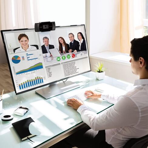 Slide 1080P HD Webcam with Microphone | Computer Camera for Video Calls, Remote Learning, Work from Home, Webcam for Streaming | Web Camera for Desktop Computer | Tripod for Camera | Easy Install, USB in Saudi Arabia