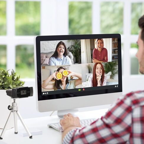 Slide 1080P HD Webcam with Microphone | Computer Camera for Video Calls, Remote Learning, Work from Home, Webcam for Streaming | Web Camera for Desktop Computer | Tripod for Camera | Easy Install, USB in Saudi Arabia