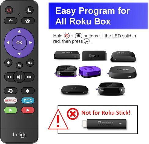 جهاز تحكم IKUTV 1-clicktech لأجهزة تلفزيون Roku [TCL/Hisense/ONN/Sanyo، إلخ.] ومشغلات Roku Express Premiere Ultra [2 في 1 مع طاقة التلفزيون + مستوى الصوت] [ليس لـ ROKU Stick] in Kuwait