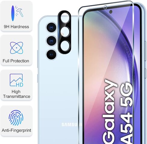 واقي شاشة TQLGY مكون من 3 قطع لهاتف Samsung Galaxy A53 5G مع 3 قطع من واقي عدسة الكاميرا، طبقة من الزجاج المقسى، صلابة 9H - HD - خالية من الفقاعات - مضادة للخدش - سهلة التركيب in Kuwait