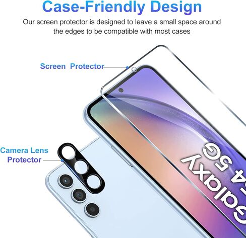 واقي شاشة TQLGY مكون من 3 قطع لهاتف Samsung Galaxy A53 5G مع 3 قطع من واقي عدسة الكاميرا، طبقة من الزجاج المقسى، صلابة 9H - HD - خالية من الفقاعات - مضادة للخدش - سهلة التركيب in Kuwait