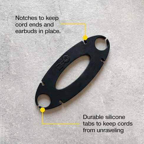 غلاف سلك خالٍ من التشابك للتخزين من Wrap-It - أسود (3 عبوات) - حامل سماعات الأذن، غلاف سلك سماعة الرأس، غلاف سماعات الأذن، مدير السلك، حامل هاتف الأذن، لفاف كابل سماعة الرأس، منظم سماعات الأذن in Kuwait