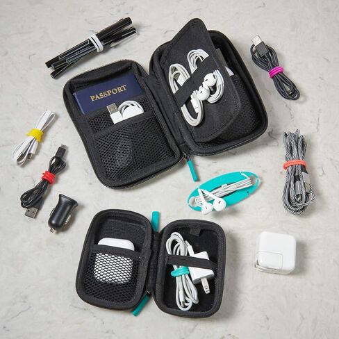 غلاف سلك خالٍ من التشابك للتخزين من Wrap-It - أسود (3 عبوات) - حامل سماعات الأذن، غلاف سلك سماعة الرأس، غلاف سماعات الأذن، مدير السلك، حامل هاتف الأذن، لفاف كابل سماعة الرأس، منظم سماعات الأذن in Kuwait