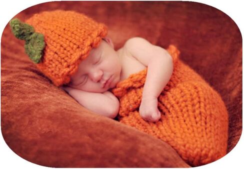 حديث الولادة تصوير الدعائم بوي فتاة طفل هالوين صور شوت ملابس لطيف القرع الكرتون الكروشيه القبعات حقيبة النوم الدعائم التصوير in Kuwait