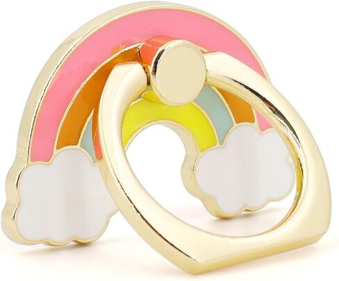 حامل حلقي للهاتف من LaMignonne، مقبض إصبع معدني بألوان قوس قزح، دوران 360 درجة، مسند قلاب 180 درجة، مقبض هاتف عالمي متوافق مع جميع الهواتف الذكية in Kuwait