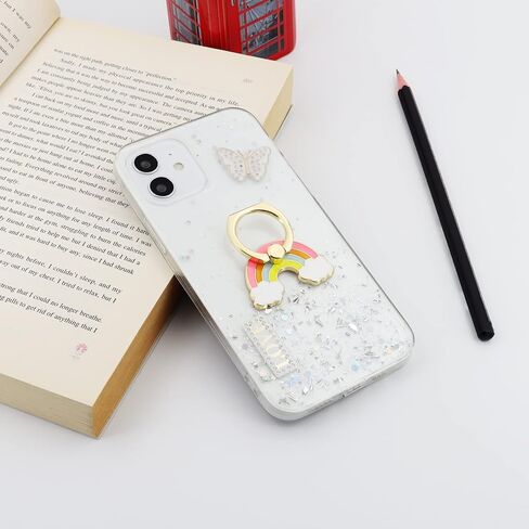 حامل حلقي للهاتف من LaMignonne، مقبض إصبع معدني بألوان قوس قزح، دوران 360 درجة، مسند قلاب 180 درجة، مقبض هاتف عالمي متوافق مع جميع الهواتف الذكية in Kuwait