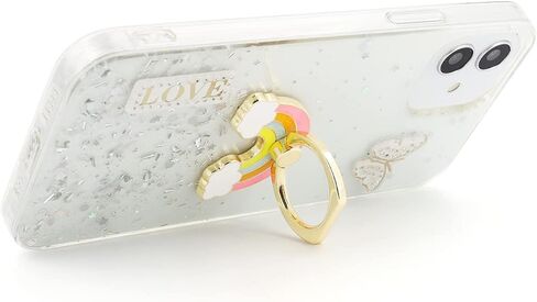 حامل حلقي للهاتف من LaMignonne، مقبض إصبع معدني بألوان قوس قزح، دوران 360 درجة، مسند قلاب 180 درجة، مقبض هاتف عالمي متوافق مع جميع الهواتف الذكية in Kuwait