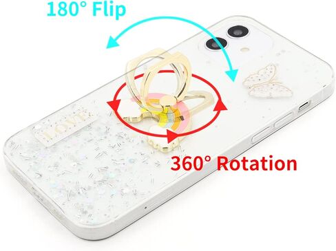 حامل حلقي للهاتف من LaMignonne، مقبض إصبع معدني بألوان قوس قزح، دوران 360 درجة، مسند قلاب 180 درجة، مقبض هاتف عالمي متوافق مع جميع الهواتف الذكية in Kuwait