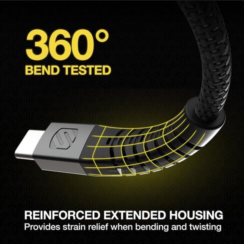 Scosche CAB4-SP Strikeline Premium 15W USB to Type-C Charge & Sync Braided Cable 4-ft. Space Gray in Saudi Arabia