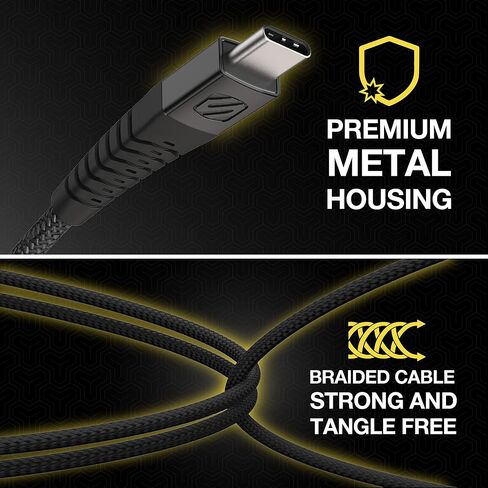 Scosche CAB4-SP Strikeline Premium 15W USB to Type-C Charge & Sync Braided Cable 4-ft. Space Gray in Saudi Arabia