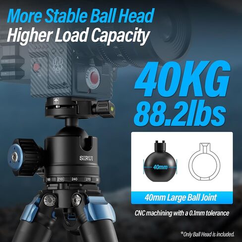 SIRUI AM-40 Low Gravity Ball Head, Aluminium Professional Tripod Head with 40mm Huge Ball,360° Panning Base,Bubble Level, QR Plate, Load up 88lbs/40KG in Kuwait