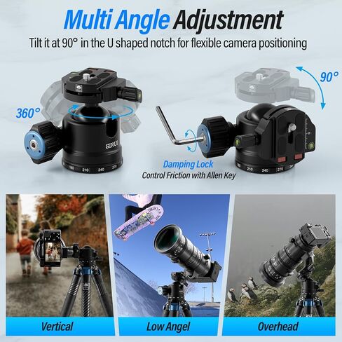 SIRUI AM-40 Low Gravity Ball Head, Aluminium Professional Tripod Head with 40mm Huge Ball,360° Panning Base,Bubble Level, QR Plate, Load up 88lbs/40KG in Kuwait