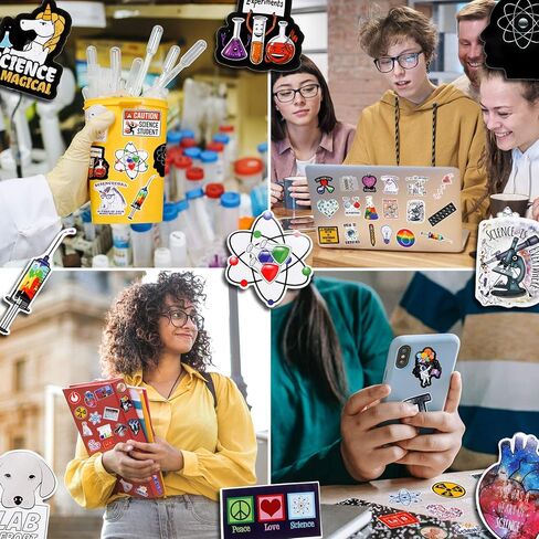 102 قطعة من ملصقات العلوم الطبيعية، ملصقات جرافيتي لفيزياء المختبرات للماء لحقائب التزلج على شكل جيتار حافظة سفر ملصقات زجاجة مياه للكبار والمراهقين والفتيات in Kuwait