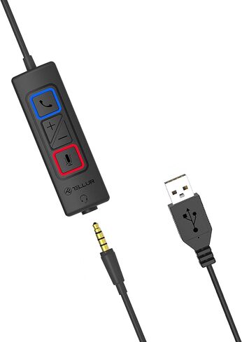 TELLUR Voice 420 Professional Headphones, ENC - Environmental Noise Cancellation, Binaural, USB, 3.5mm Jack, Type C, In Line Remote Keys for Answer, Volume and Mute Microphone, Office & CallCenter, Bk in Kuwait