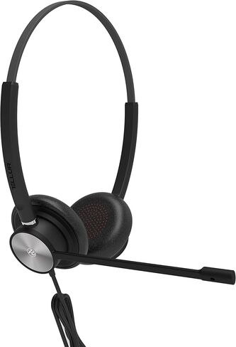 TELLUR Voice 420 Professional Headphones, ENC - Environmental Noise Cancellation, Binaural, USB, 3.5mm Jack, Type C, In Line Remote Keys for Answer, Volume and Mute Microphone, Office & CallCenter, Bk in Kuwait