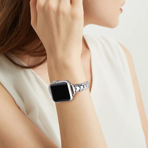 Secbolt Slim Bands Compatible with Apple Watch 38mm 40mm 41mm 42mm 44mm 45mm iWatch Series 9/8/7/6/5/4/3/2/1/SE, Stainless Steel Wristbands for Women in Kuwait