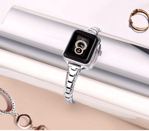 Secbolt Slim Bands Compatible with Apple Watch 38mm 40mm 41mm 42mm 44mm 45mm iWatch Series 9/8/7/6/5/4/3/2/1/SE, Stainless Steel Wristbands for Women in Kuwait