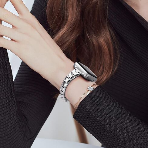 Secbolt Slim Bands Compatible with Apple Watch 38mm 40mm 41mm 42mm 44mm 45mm iWatch Series 9/8/7/6/5/4/3/2/1/SE, Stainless Steel Wristbands for Women in Kuwait