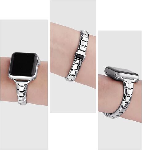 Secbolt Slim Bands Compatible with Apple Watch 38mm 40mm 41mm 42mm 44mm 45mm iWatch Series 9/8/7/6/5/4/3/2/1/SE, Stainless Steel Wristbands for Women in Kuwait
